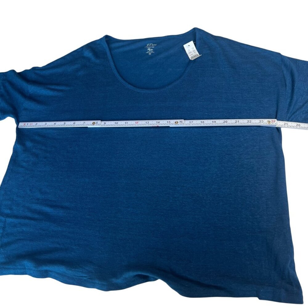 J.Crew 100% Linen Relaxed Tee Size Medium Blue Teal Color - Picture 9 of 11